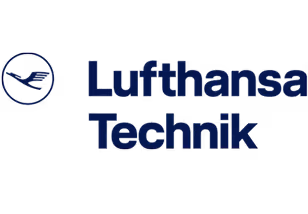 Lufthansa Technik logo with stylized crane symbol in a circle and text.