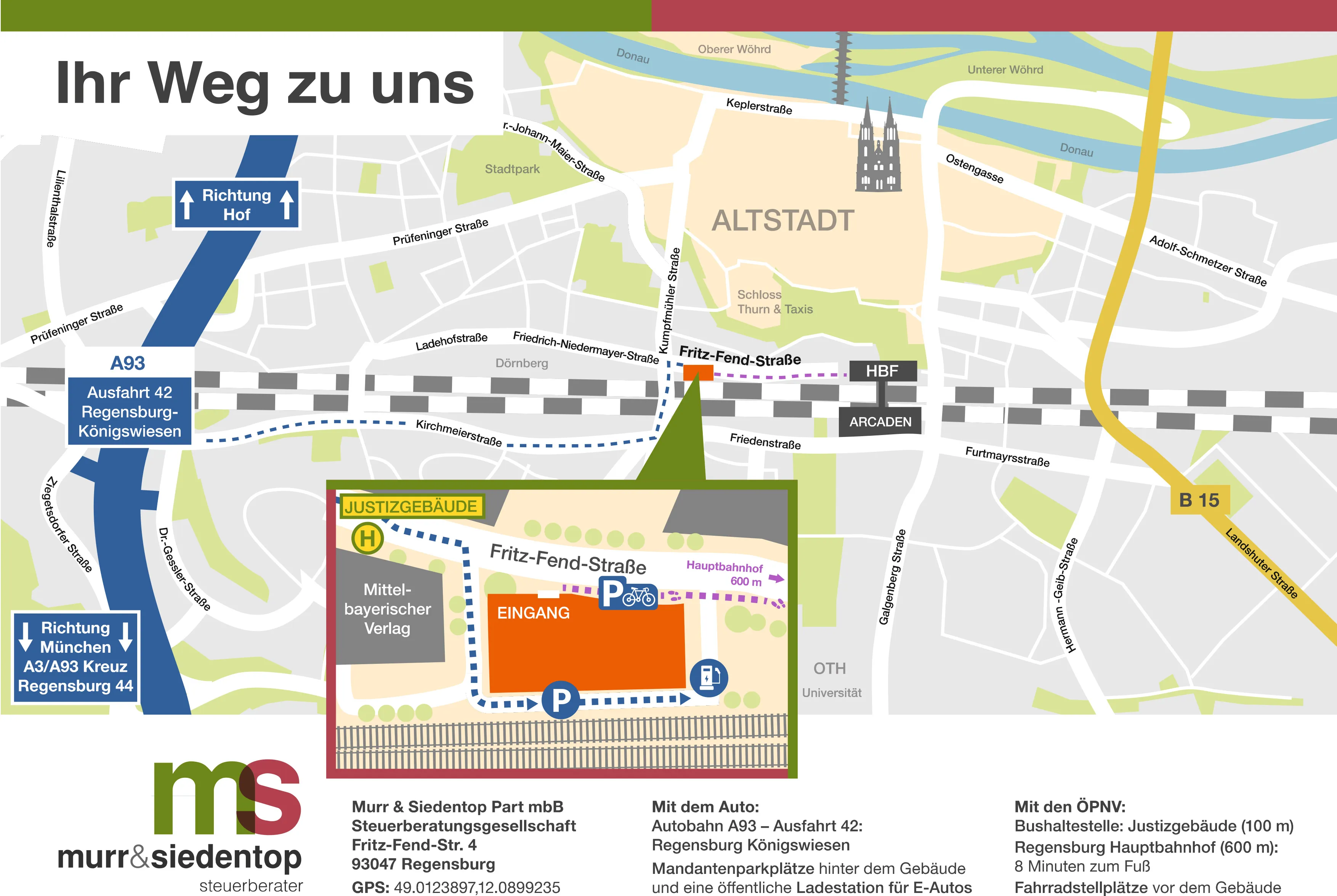 Anfahrtsskizze msptax – Fritz-Fend-Straße Regensburg