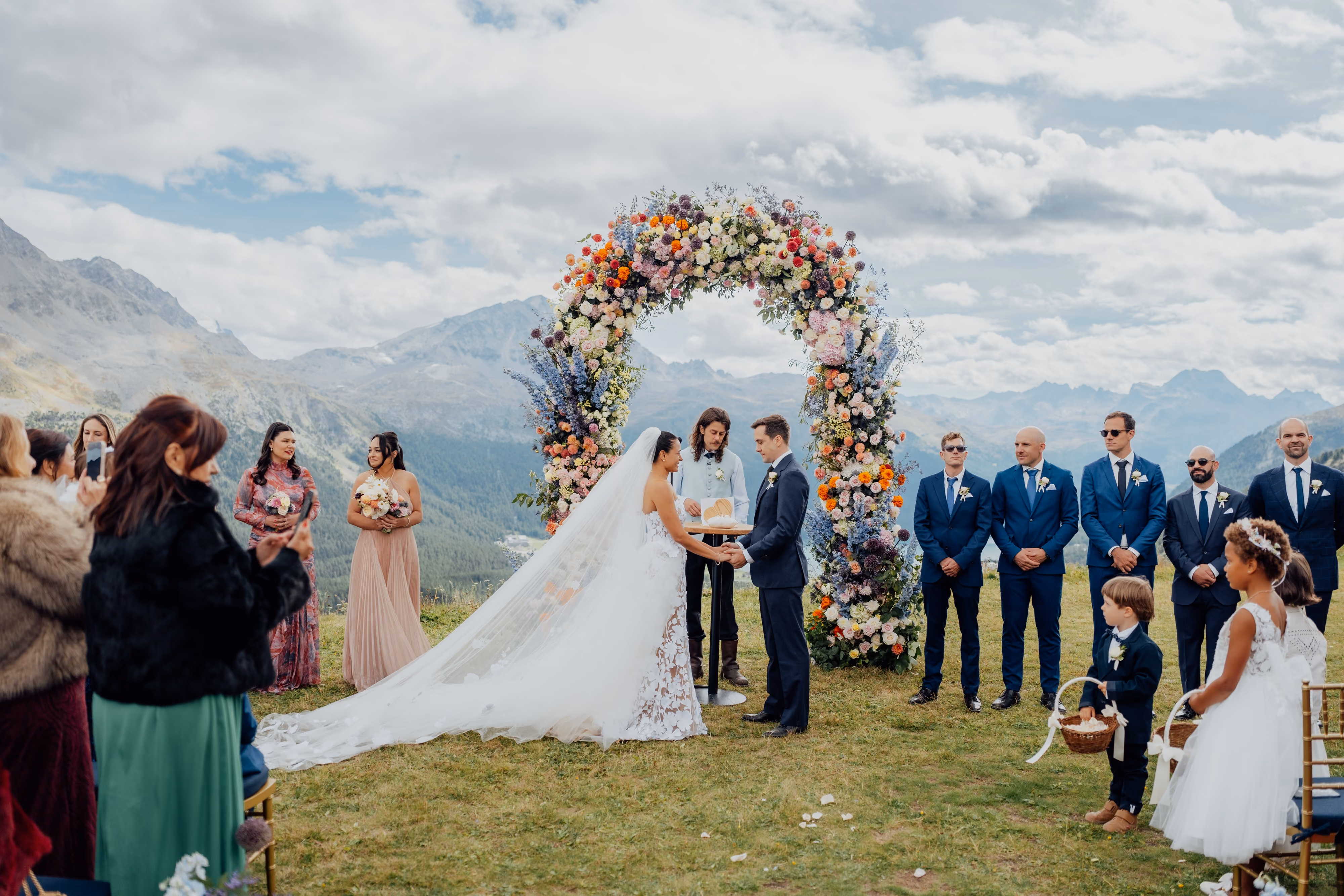 Wedding ceremony at Paradiso Mountain Club above St. Moritz — destination wedding photography by LEE by LEE KRAMER