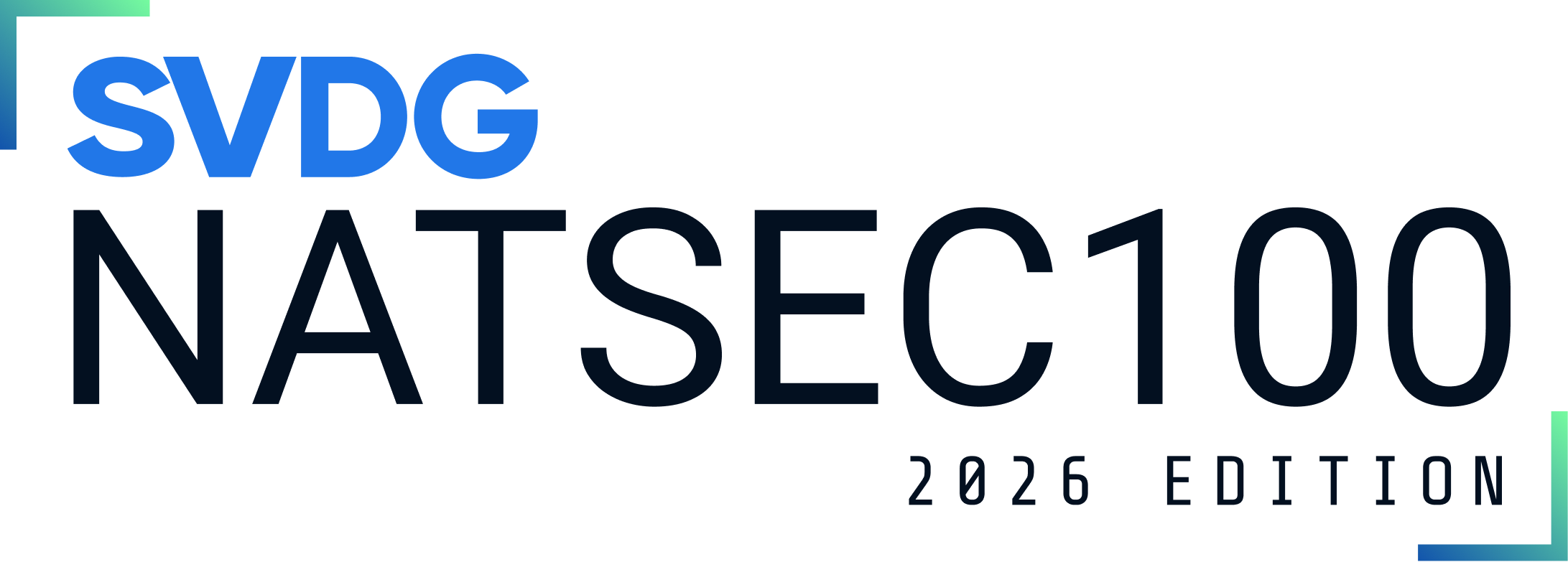 SVDG NatSec100 logo in blue and black