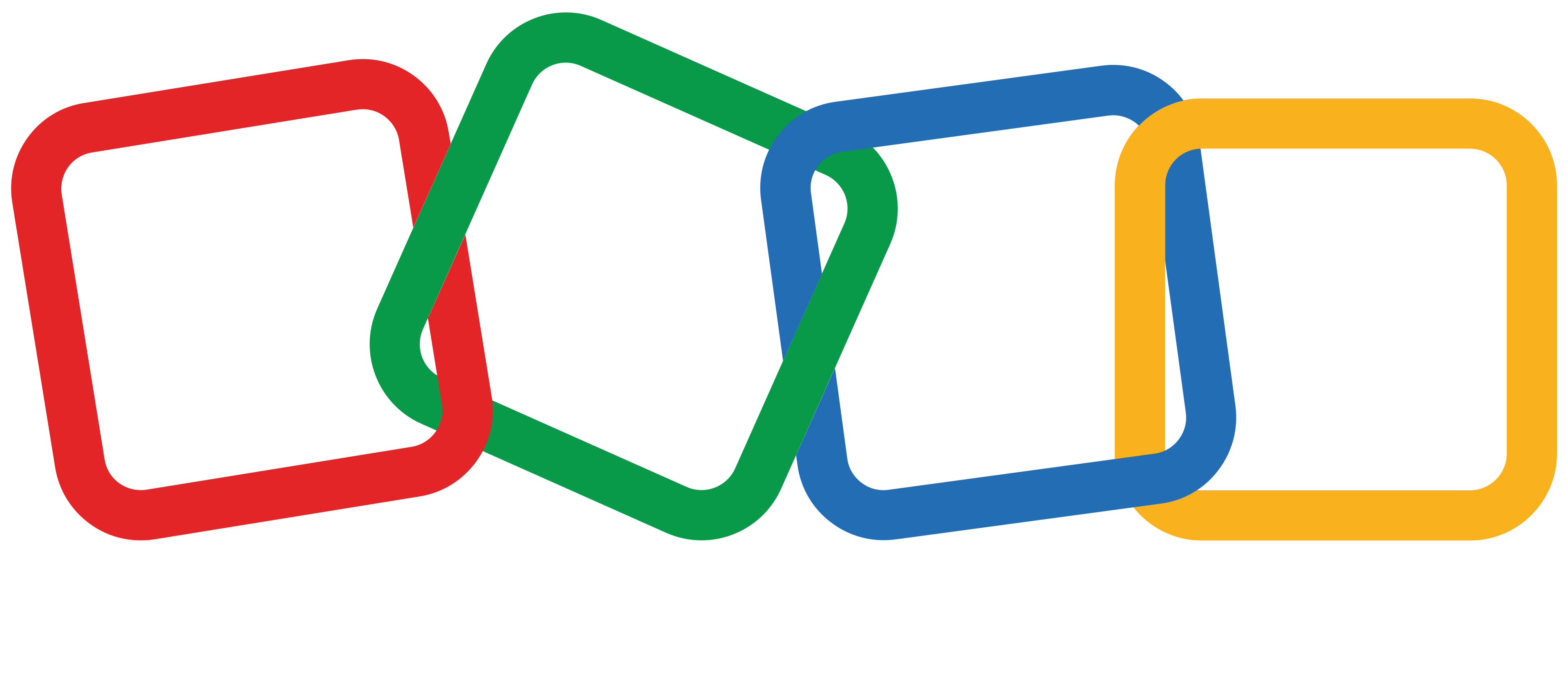 Four interlocked squares in red, green, blue, and yellow above the text ZOHO in white.