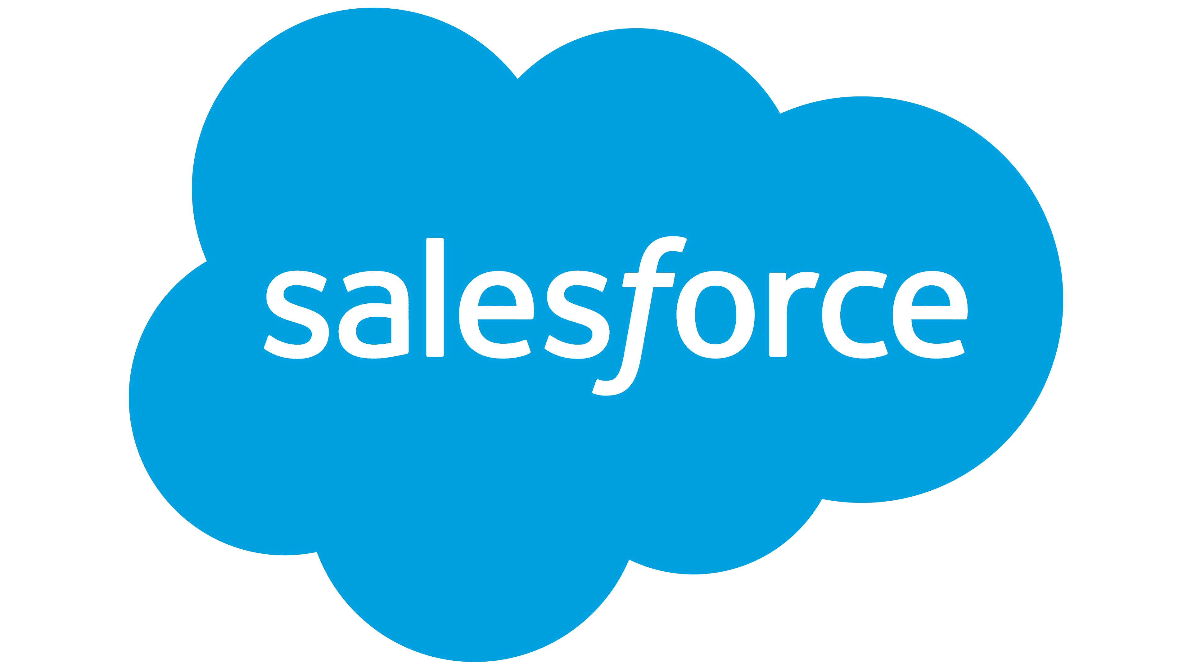 Salesforce logo with white text inside a blue cloud shape.