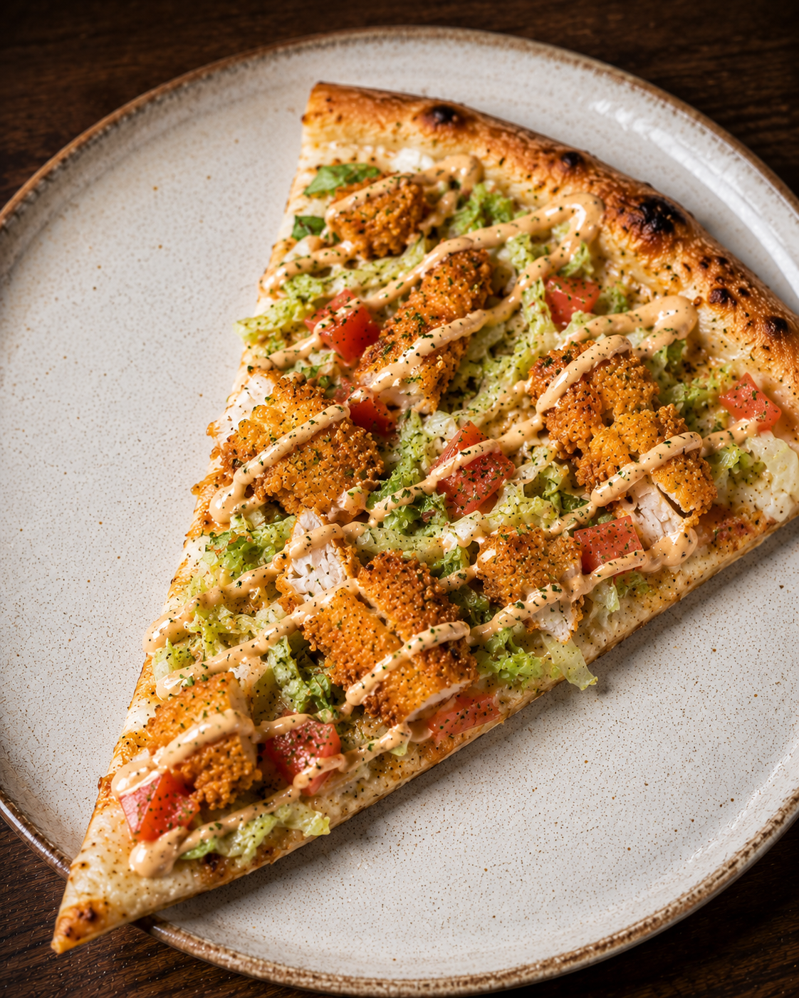 Italian pizza with chicken, onion and paprika