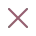 Thin red X symbol on white background.