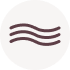 Three horizontal wavy lines inside a circle, symbolizing wind or air flow.