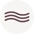 Three horizontal wavy lines inside a circle, symbolizing wind or air flow.