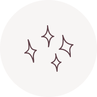 Four sparkle or star-shaped icons arranged in a circle on a light background.