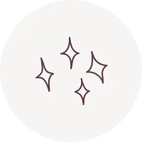 Four sparkle or star-shaped icons arranged in a circle on a light background.