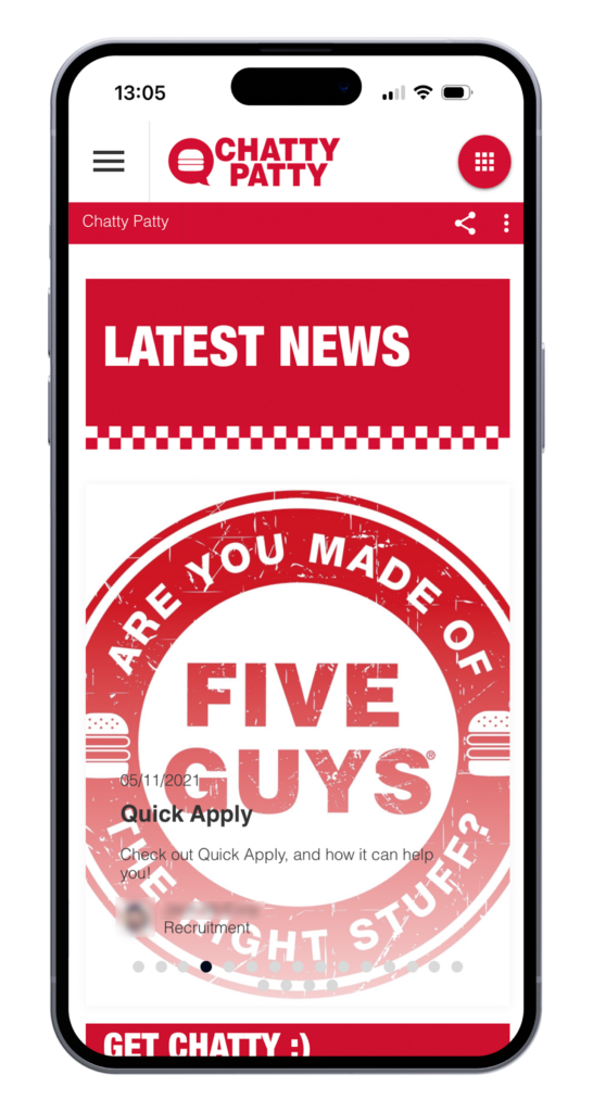 Image of Five Guys' intranet Chatty Patty