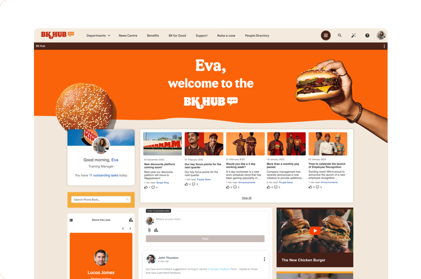 Burger King intranet homepage