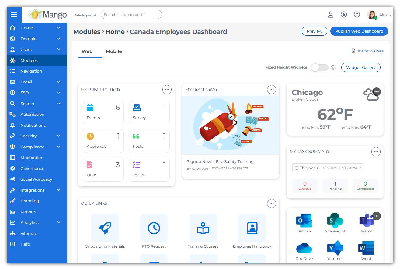 Web | MangoApps Administrators Guide | Guide Index