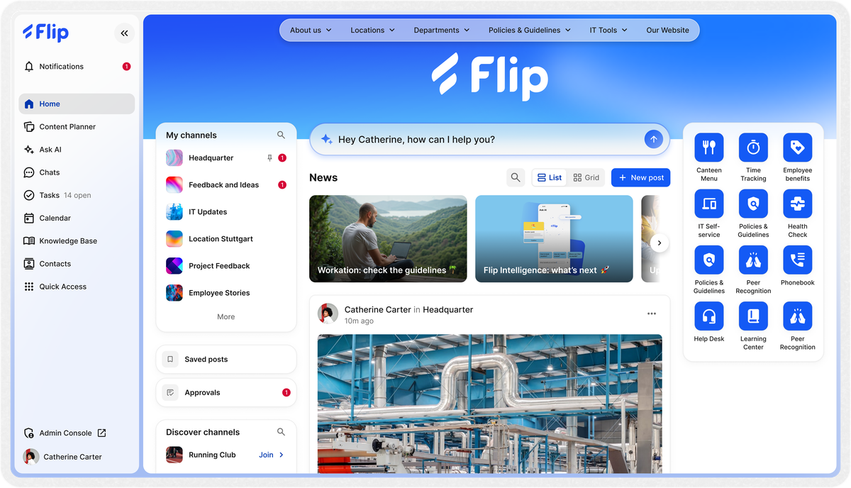 Employee App for Frontline Workers: AI, HR & Comms | Flip