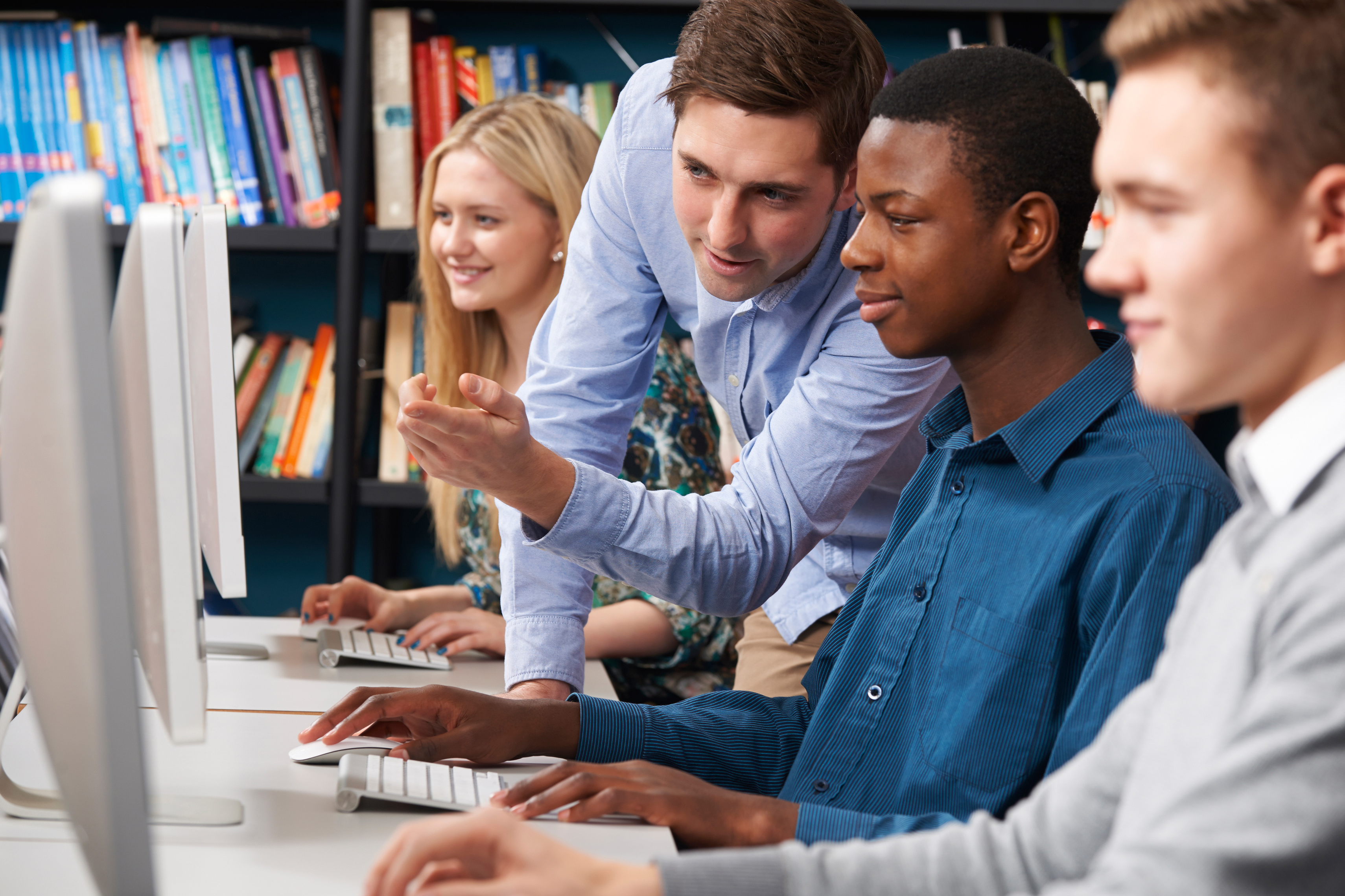 College students working at computers