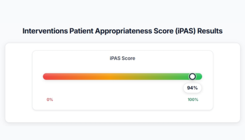 A sliding scale showing the iPAS score of 94%.