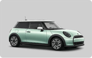 Mint green Mini Cooper hatchback