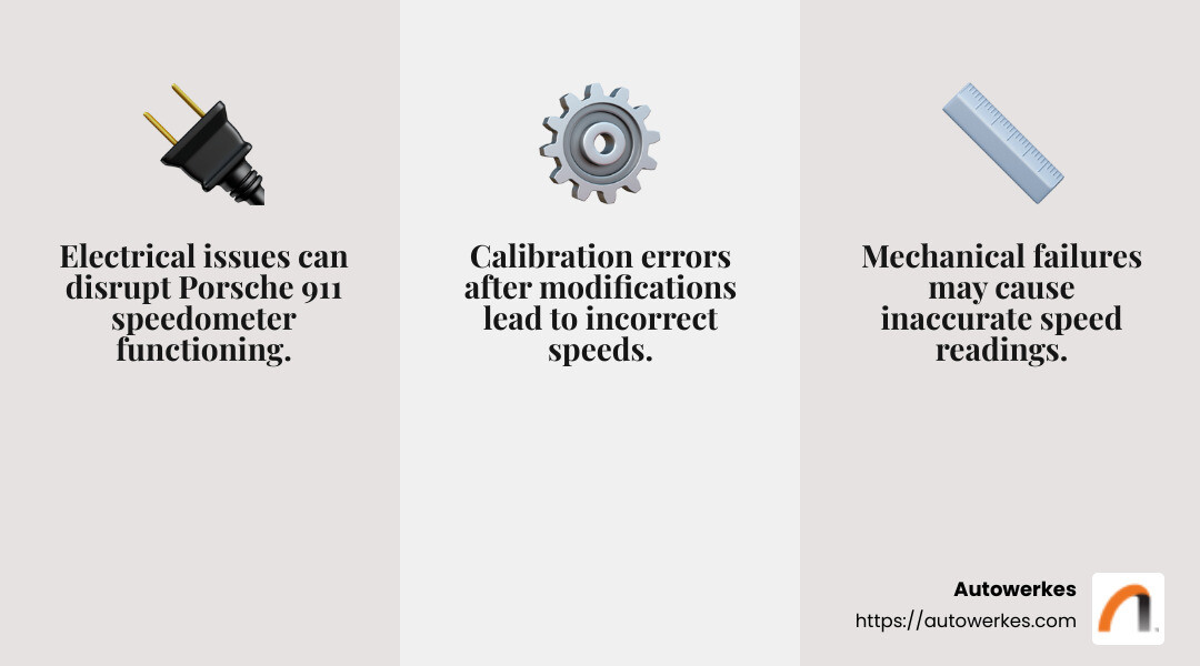 Erratic speedometer needle movement can signal a problem. - porsche 911 speedometer repair orange county ca infographic 3_facts_emoji_grey