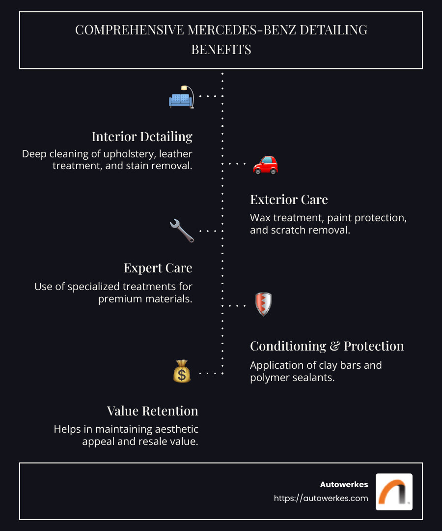 Comprehensive Benefits of Mercedes Detailing - Mercedes-Benz detailing service infographic infographic-line-5-steps-dark