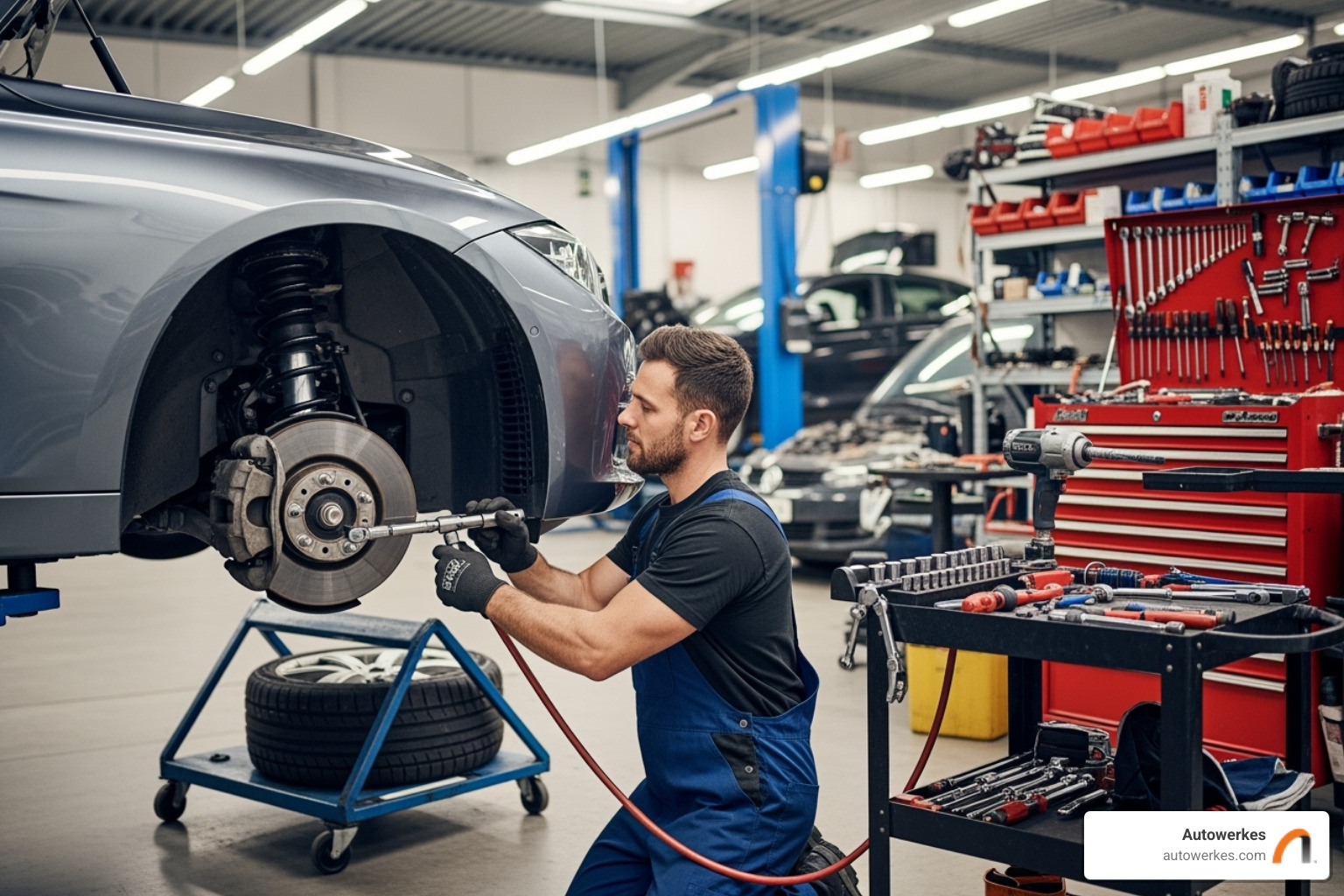 Autowerkes mechanic performing suspension repair - suspension repair cost