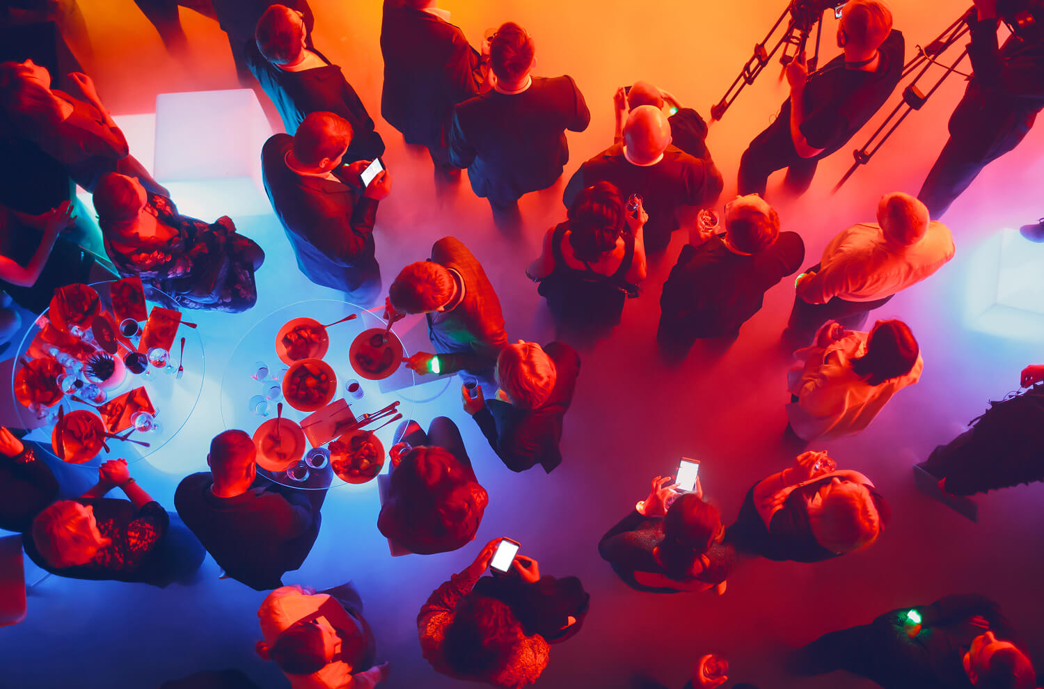 Guests gathered at tables during a wedding reception.