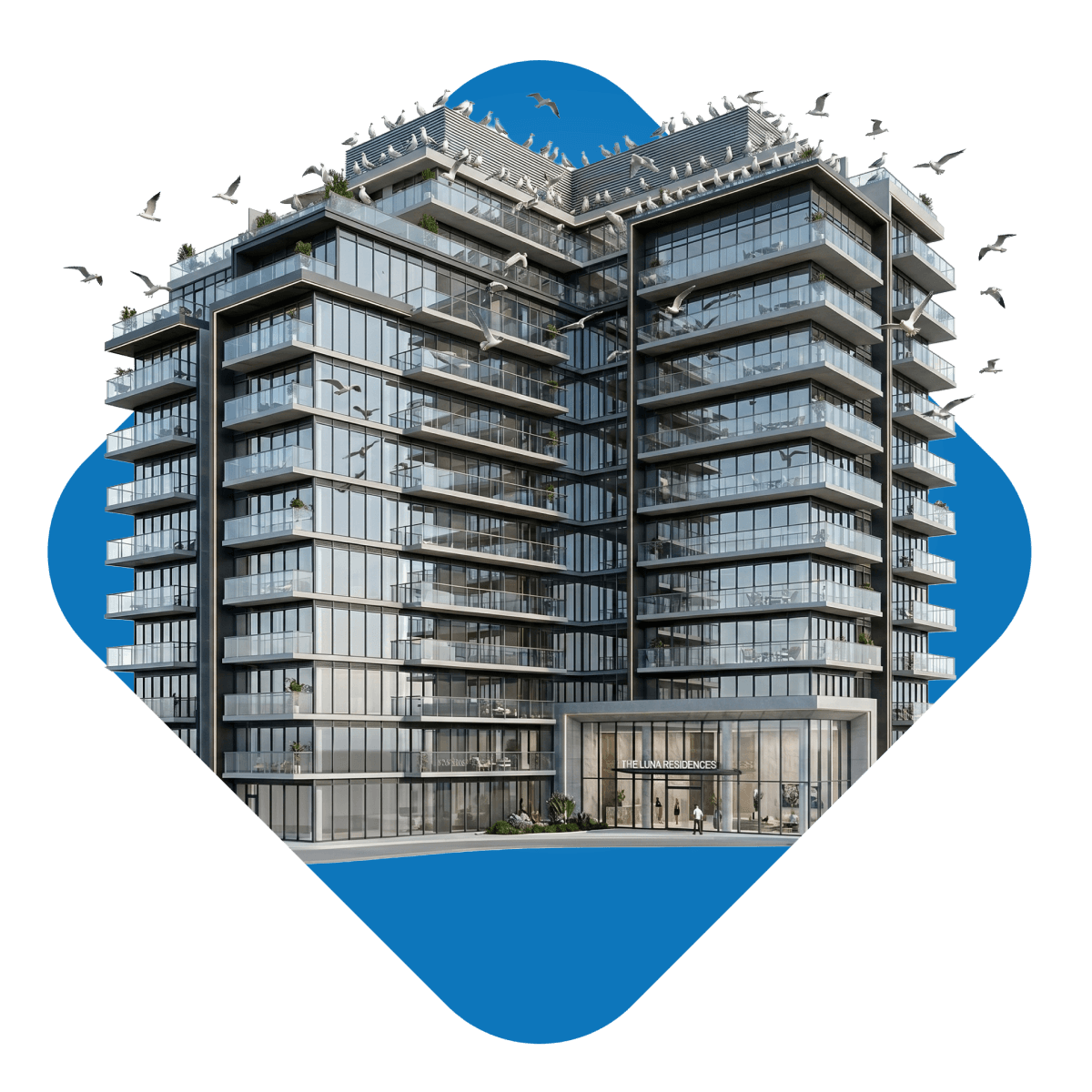 Modern condominium building.