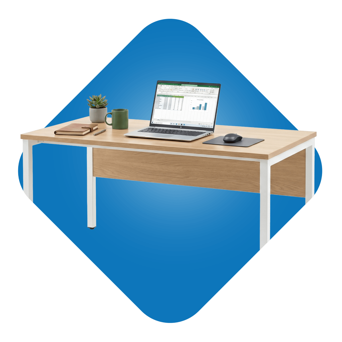 Office desk with a laptop.