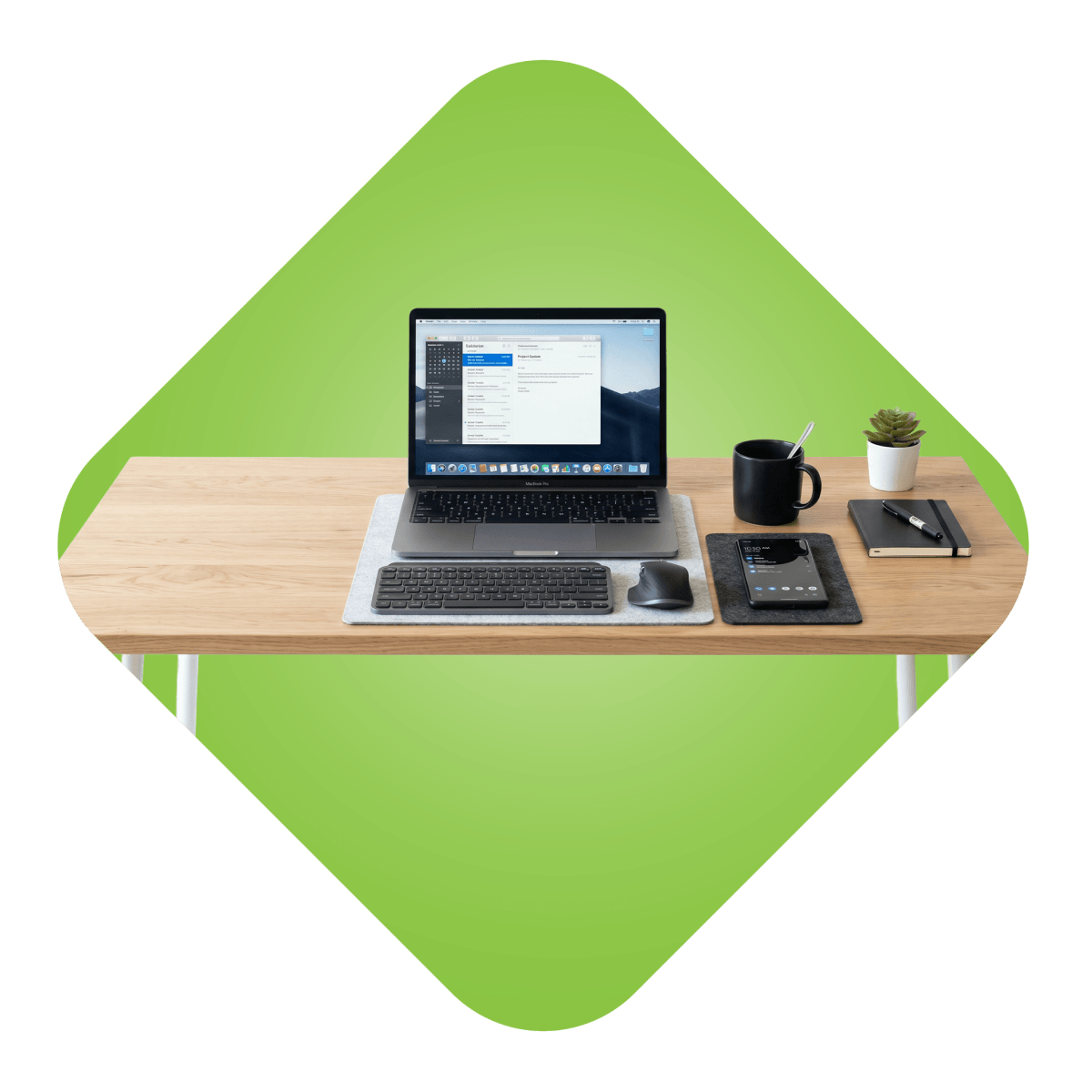 Office desk with a laptop.