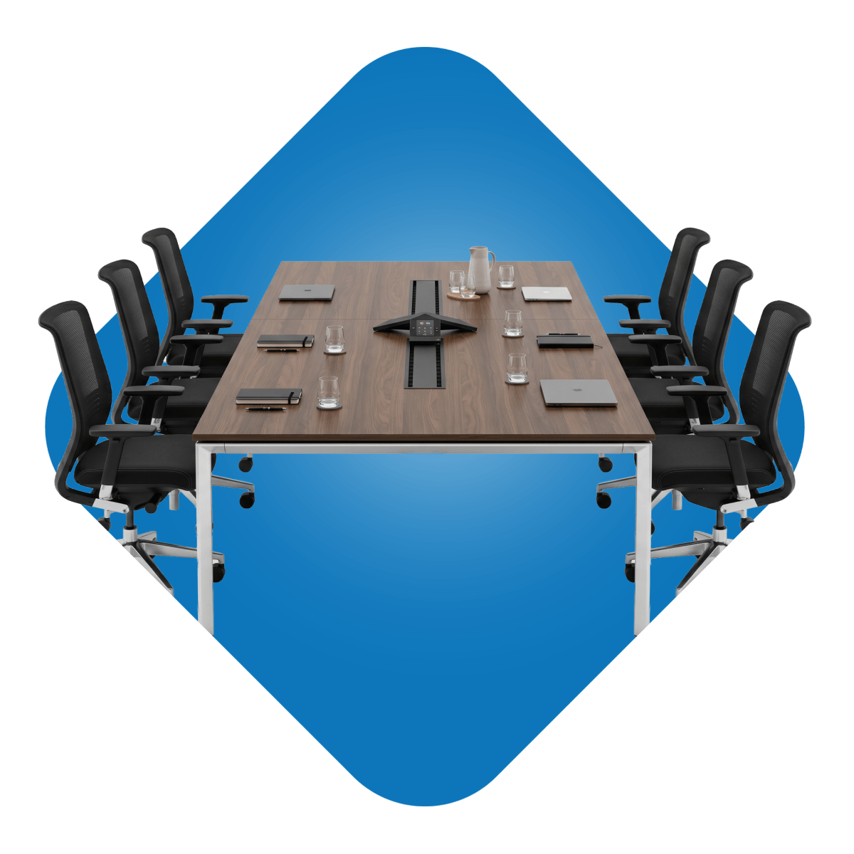 Office table with chairs.
