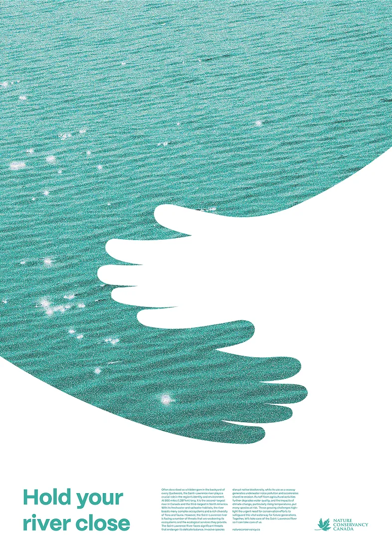 Illustration of a large white hand cradling a smaller green hand over a water-textured background.