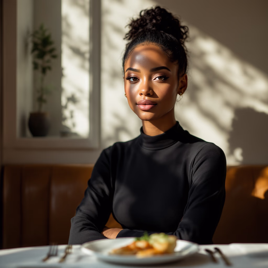 [headshot] image of customer (for a fine dining restaurant)