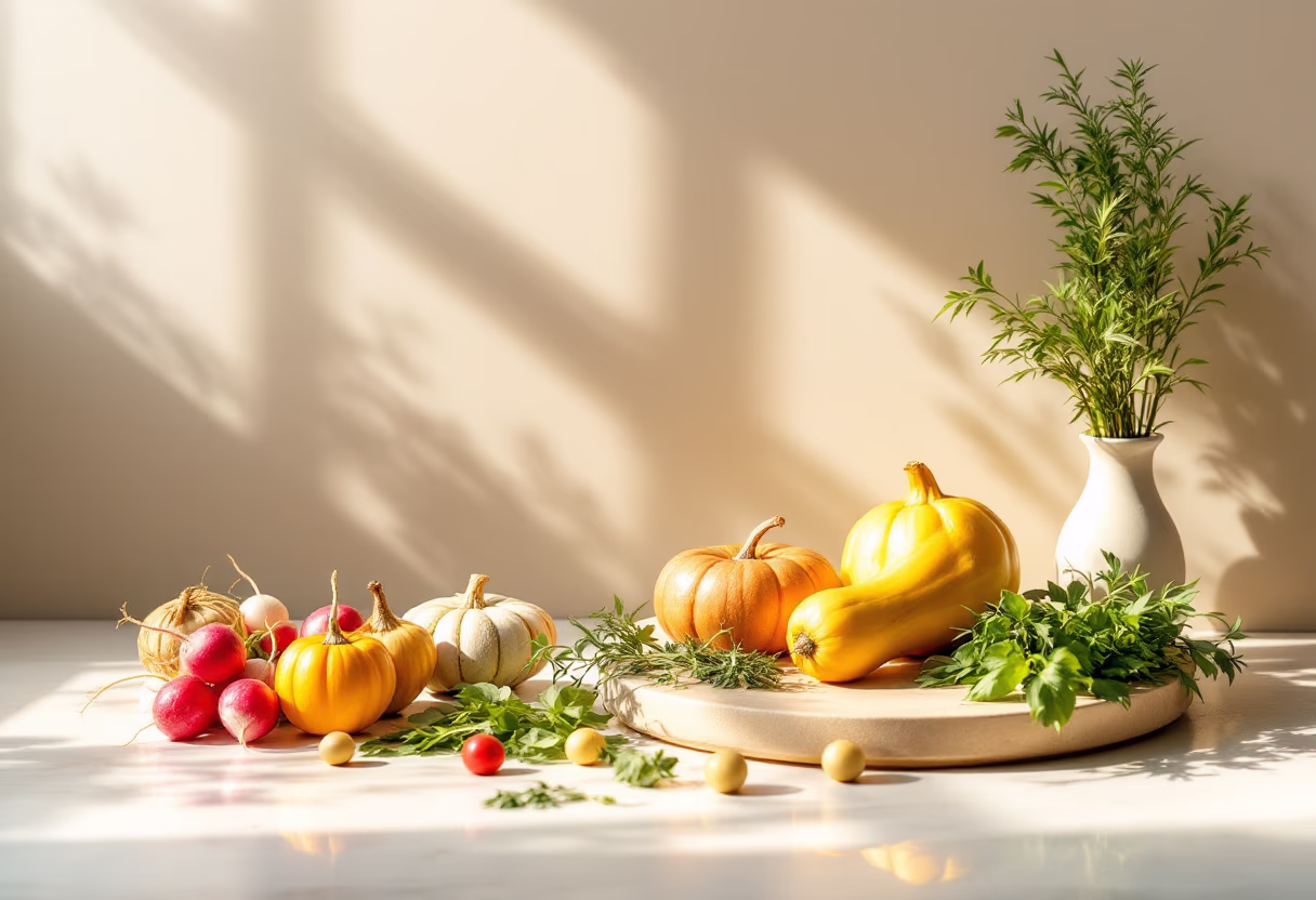 [background image] image of seasonal ingredients (for a fine dining restaurant)