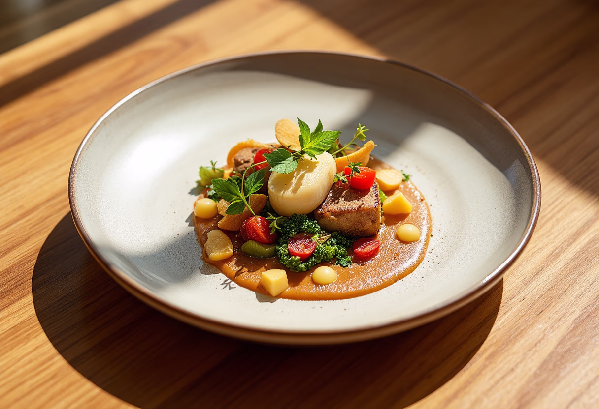 image of plated gourmet dish (for a fine dining restaurant)