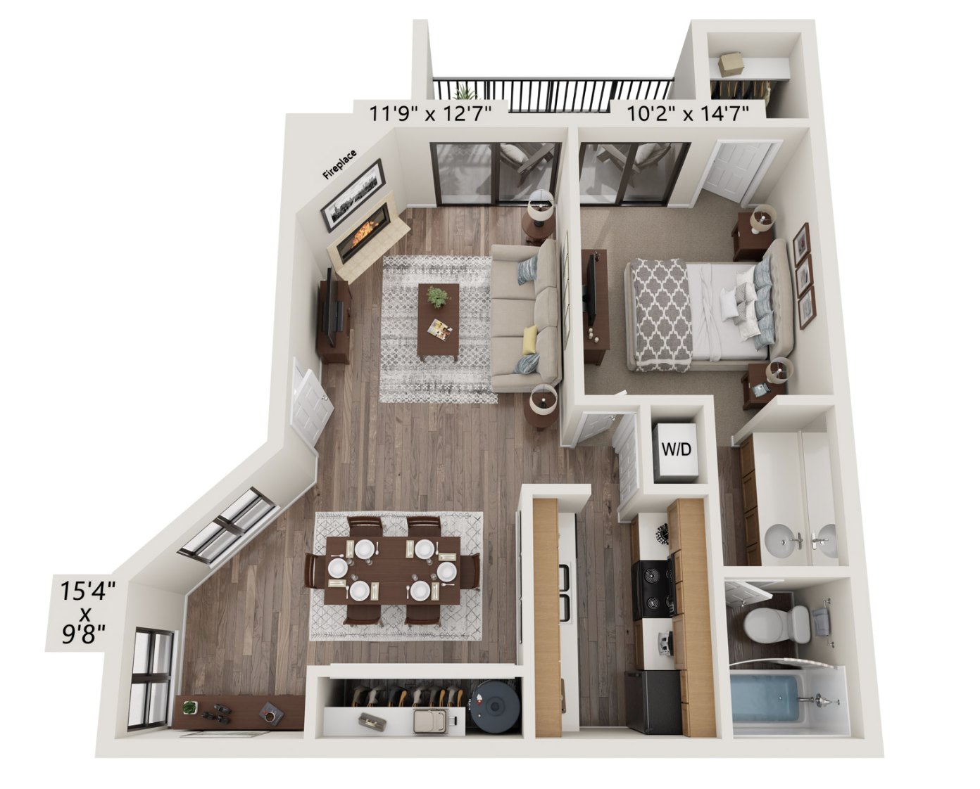 1 Bed 1 Bath Lg layout