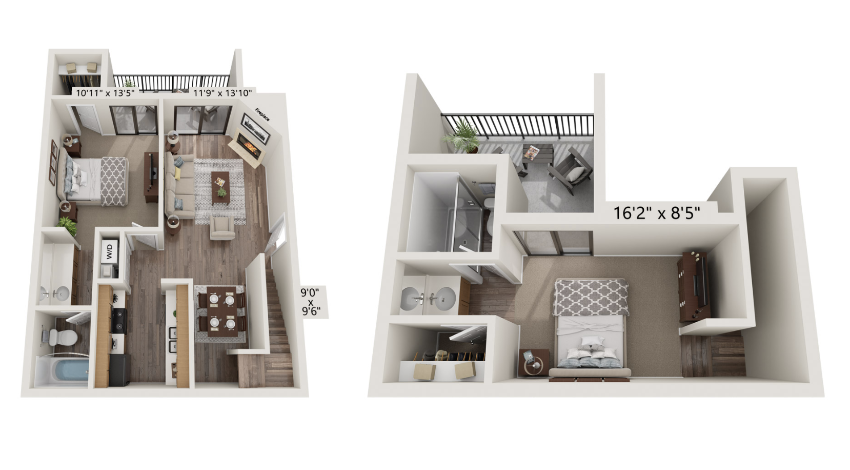 2 Bed 2 Bath Layout