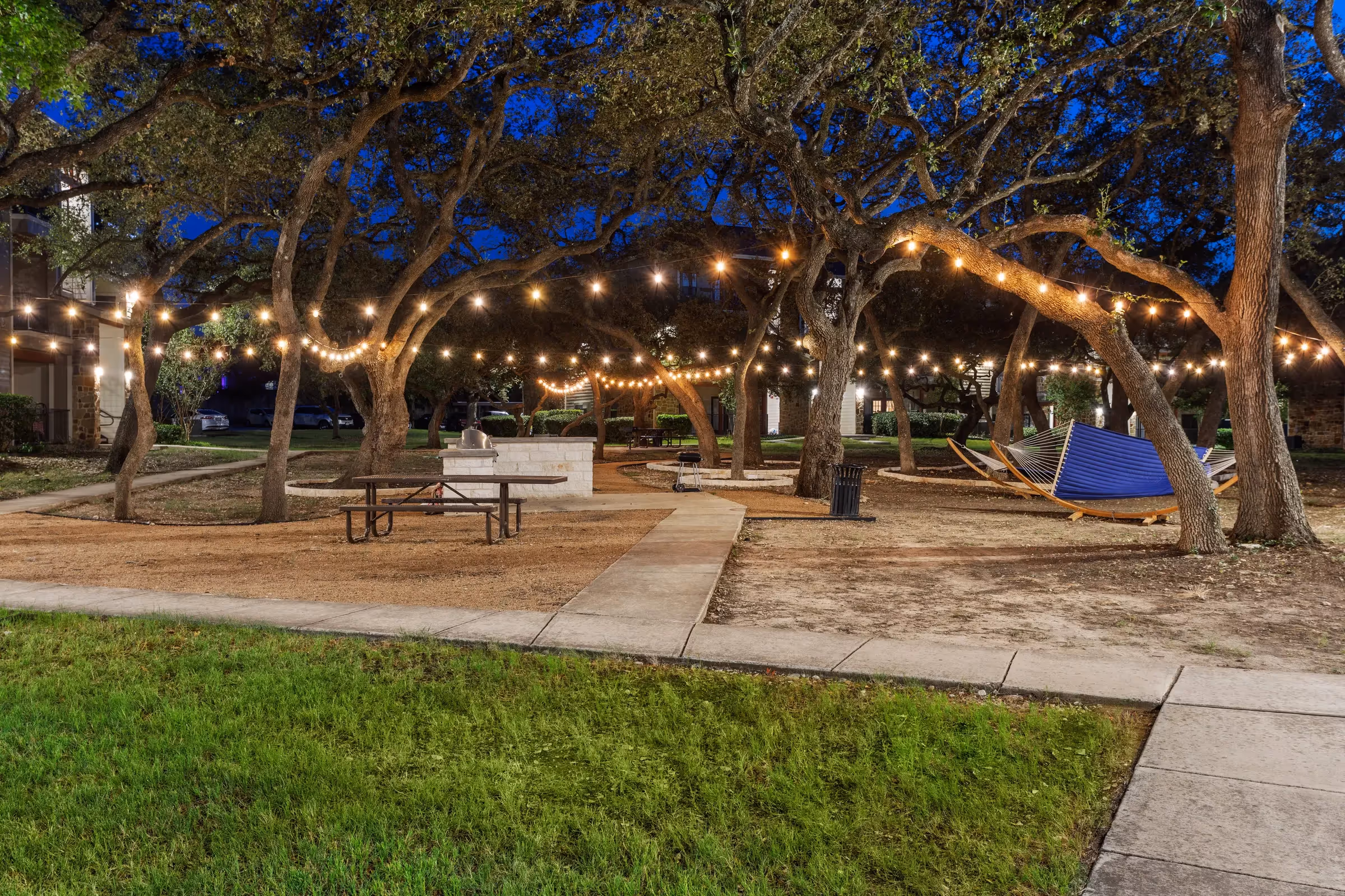 Picnic area at dusk