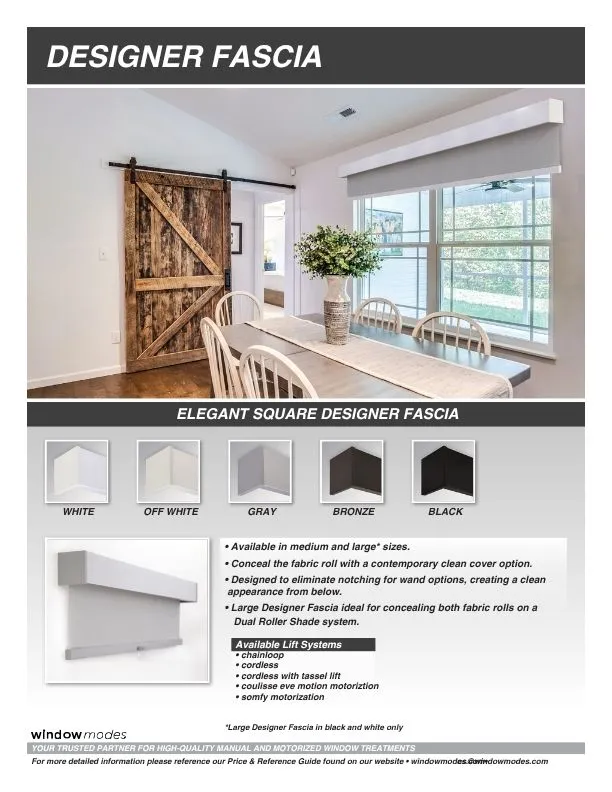 Dining room with rustic sliding barn door, window with designer fascia over blinds.