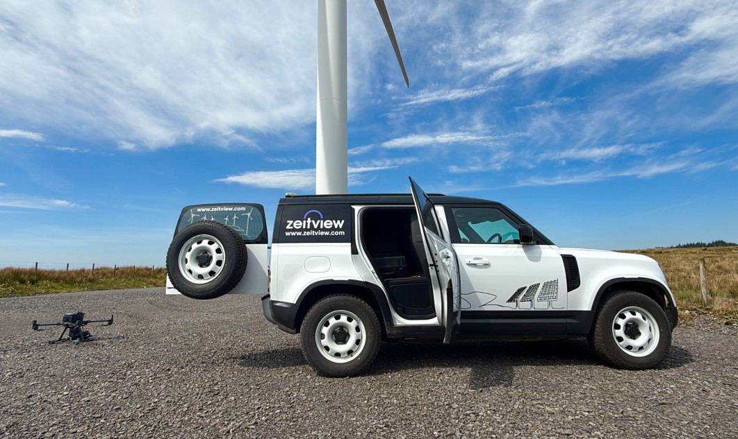 Zeitview Drone Inspection Truck at Wind Farm Site