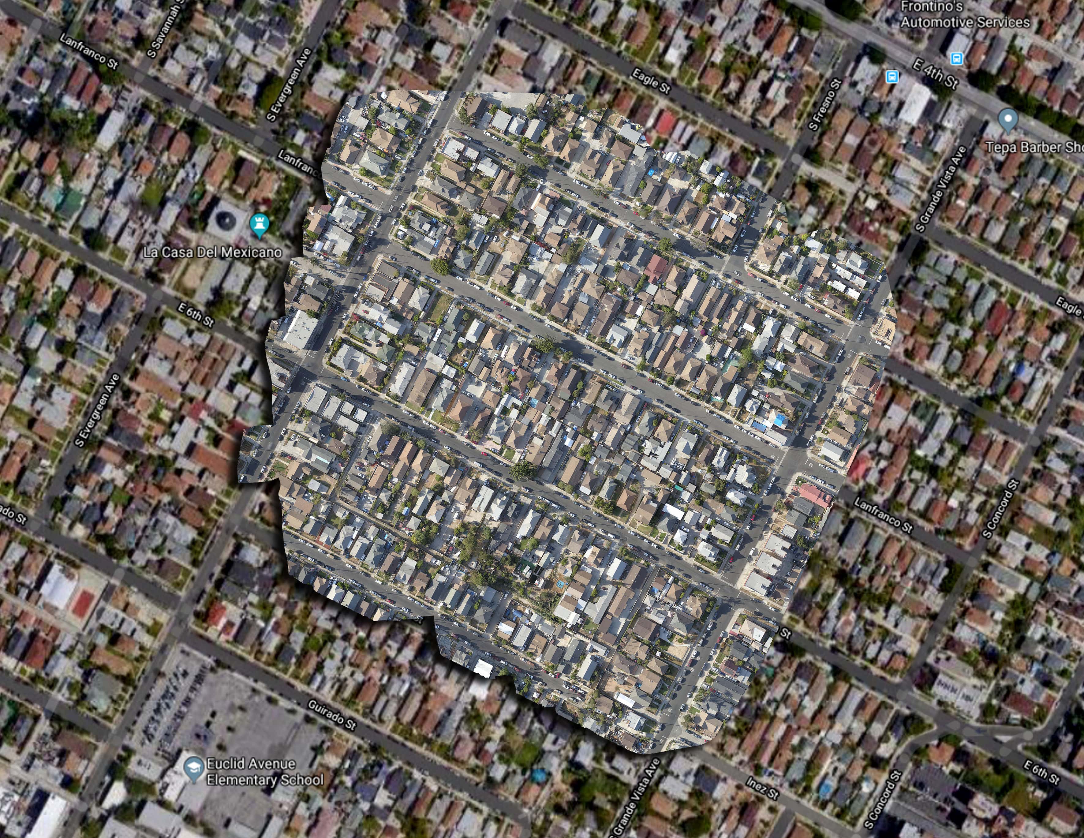 Figure 1-1: Boyle Heights Tree Canopy Study map overlay