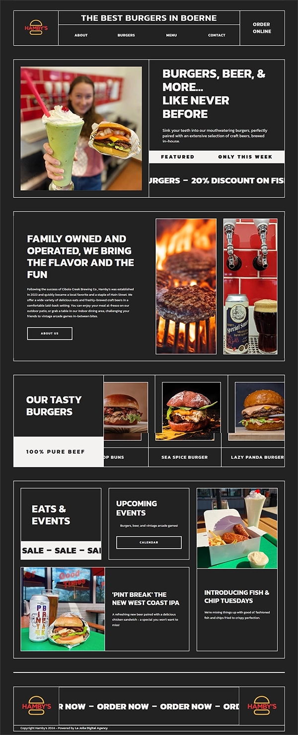 A trendy and modern fast food restaurant website mockup