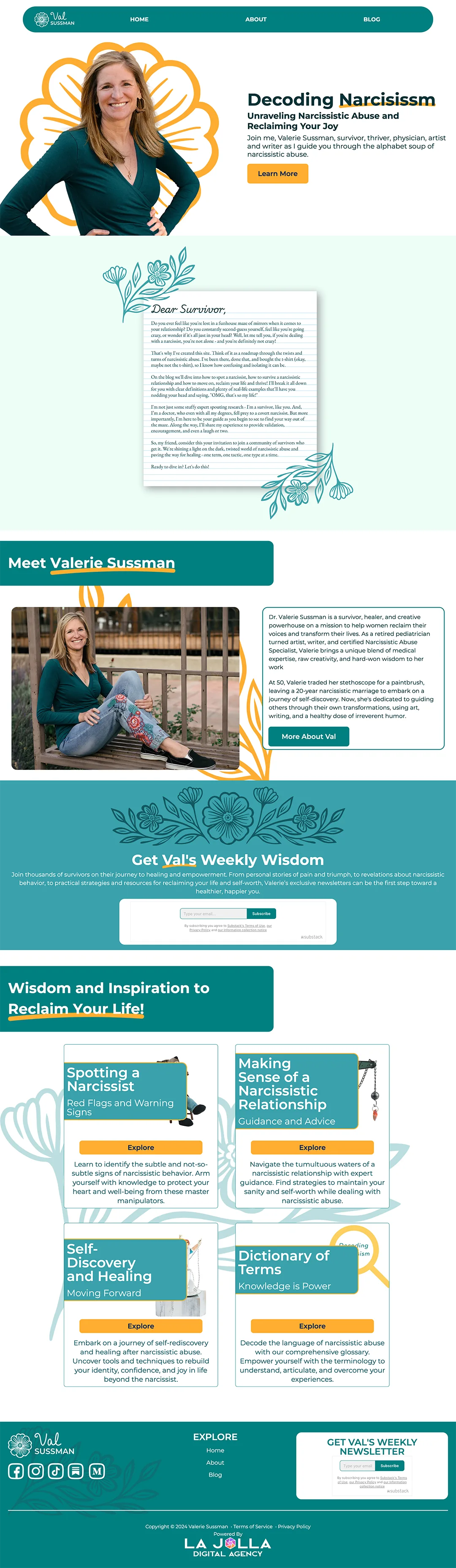 A website for an author and psychology expert in San Diego