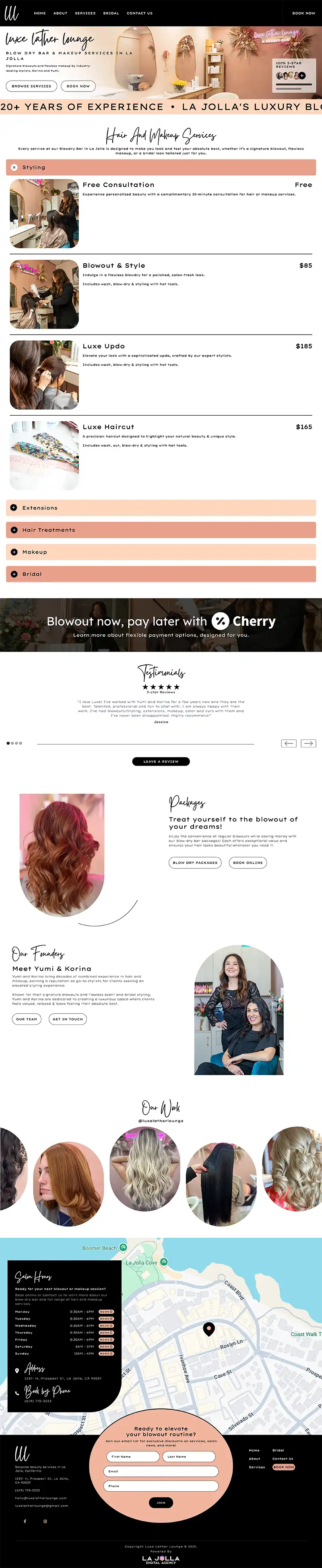 An seo friendly web design for a hair salon business