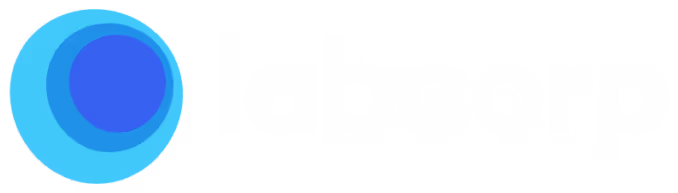Labcorp logo featuring overlapping blue circles and black text.