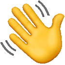 a gif of emojis: waving, eyes, sparkle, wink, and pretzel