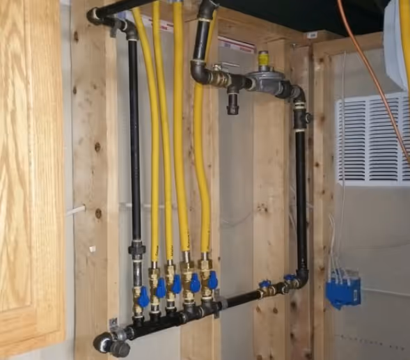 Mechanical and gas line rough-in on a new construction home by Strategic Heating & Air in Halifax County, VA