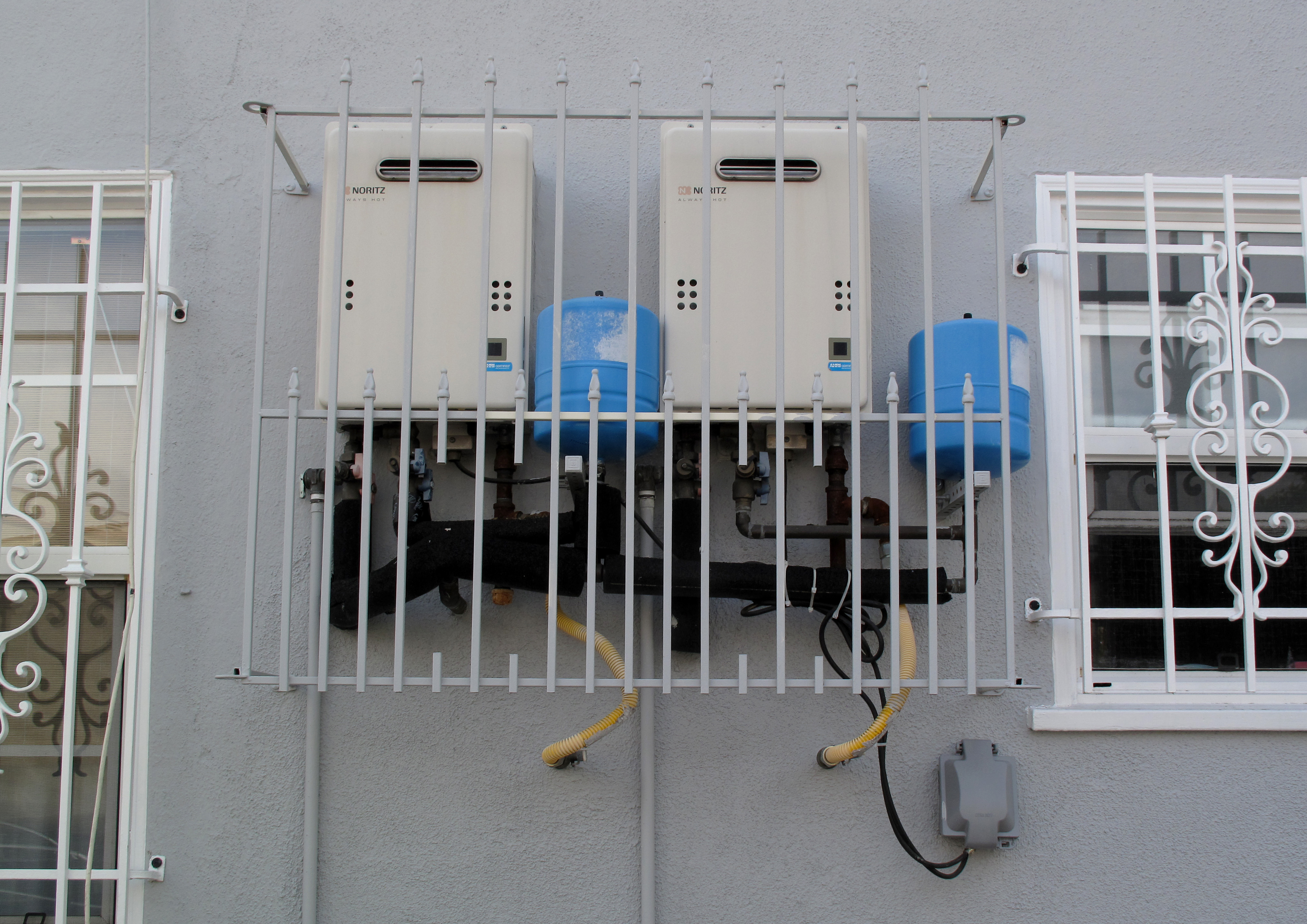Wall-mounted tankless water heaters installed by Strategic Heating & Air in Halifax, VA