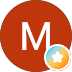 Orange circle with a white letter M and a small star badge at the bottom right.