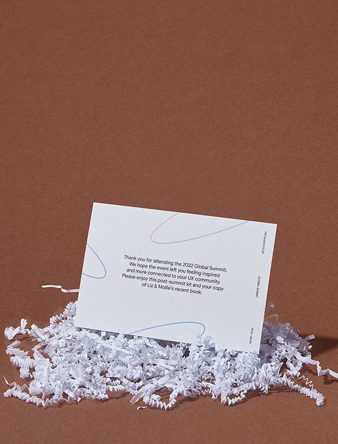 Google custom event thank-you card with shredded paper packaging