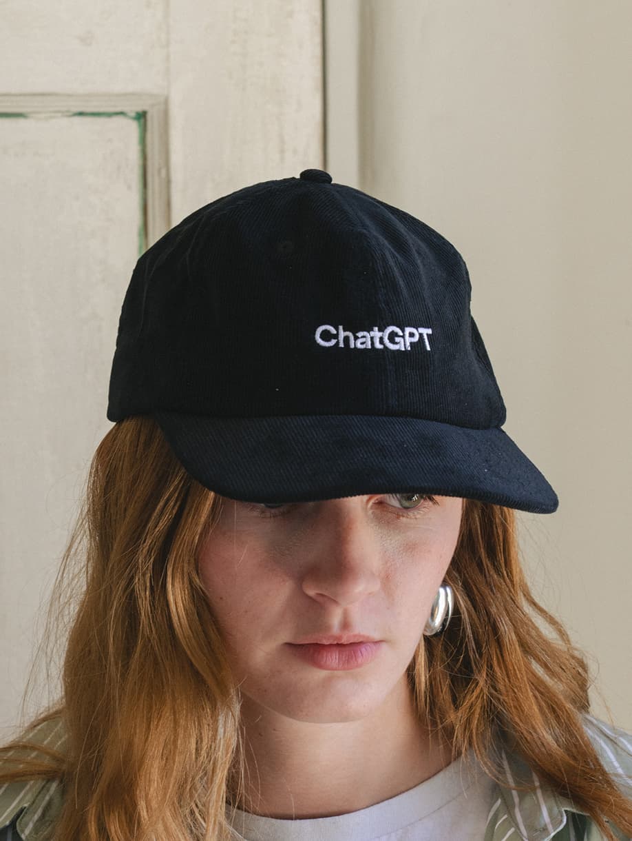 ChatGPT custom black baseball cap with embroidered logo