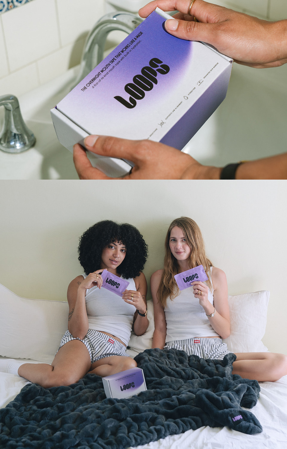 Custom Loops purple branded box and shown with two models