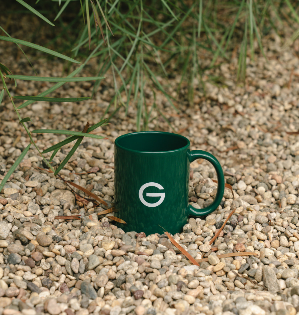 Custom branded Garnier green mug