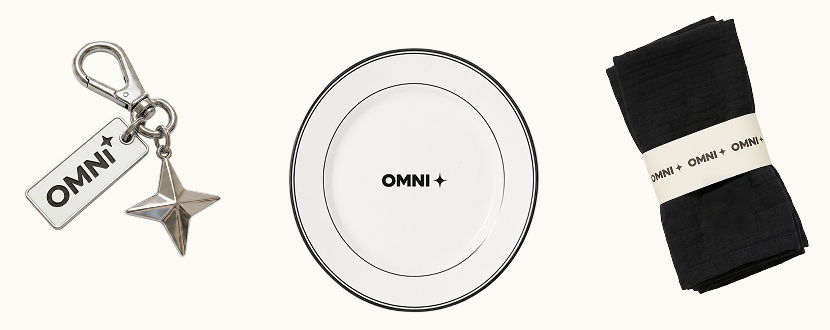 Custom Omni keychain, plate and towel